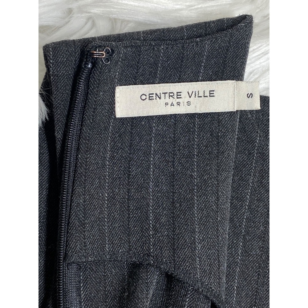 Centre Ville Paris Grey Pinstripe Sheath Dress Sleeveless Office Size S Corpcore - Picture 7 of 10